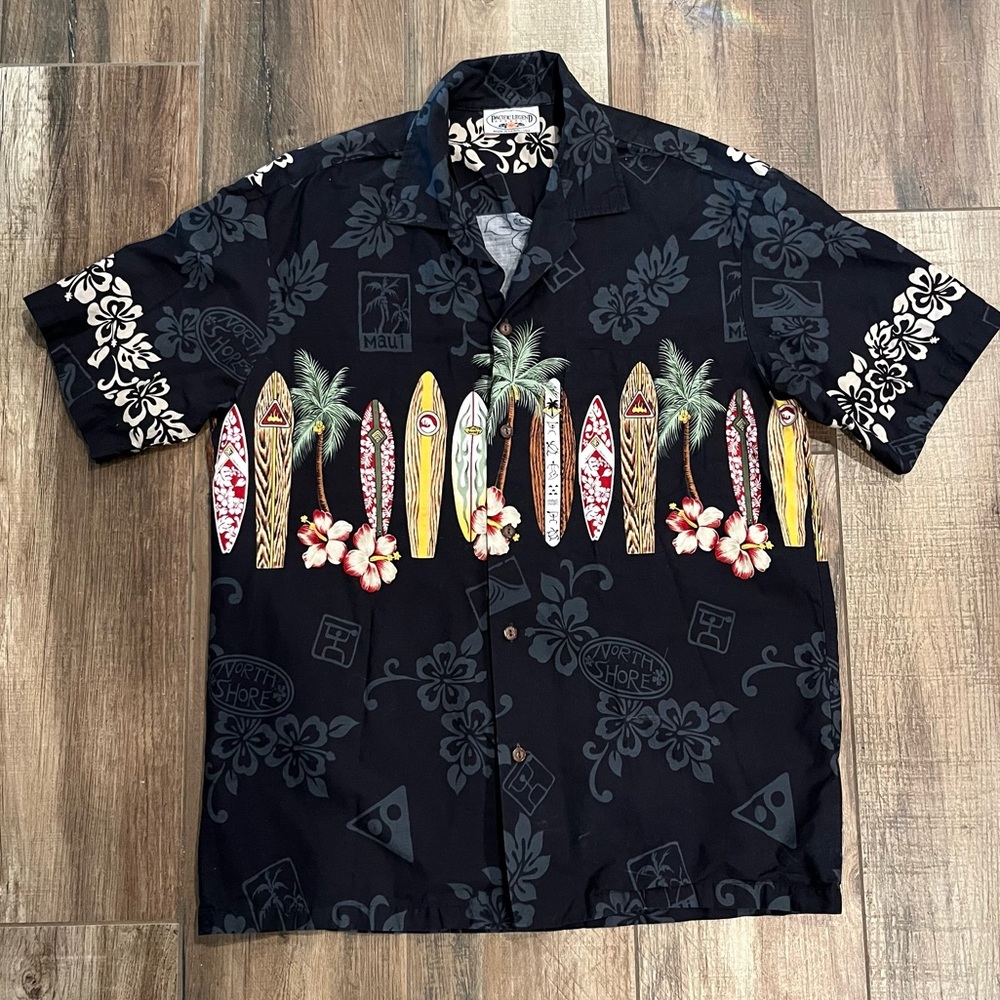 Pacific Legend Apparel Short Sleeve Maui  Floral Surfboard Hawaiian Shirt